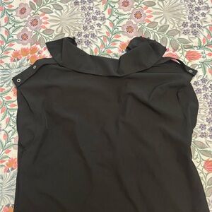 Black Ruffled Sleeveless Top